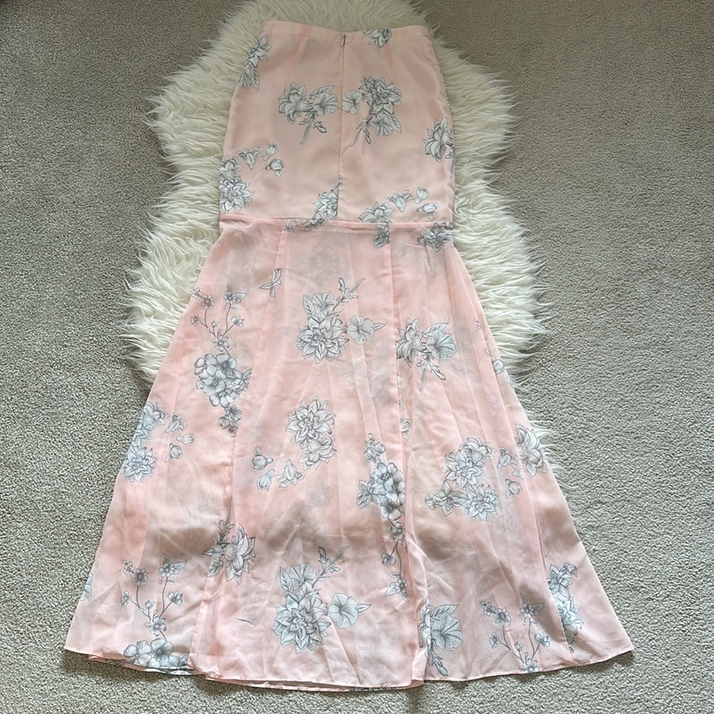 Sabo Skirt Light Pink Floral Sheer Panel Spring Beach Skirt Crochet Flowers - XS - Picture 3 of 12